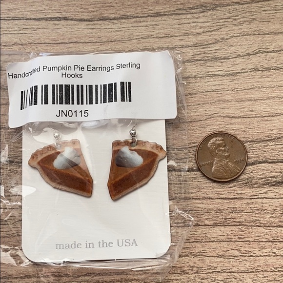 Handcrafted Pumpkin Pie Sterling Earrings - Picture 2 of 2
